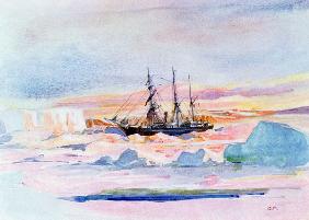 Aurora Australis, illustration de "Le cœur de l'Antarctique : l'expédition Nimrod vers le Sud"