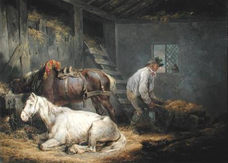 Horses in a Stable à George Morland