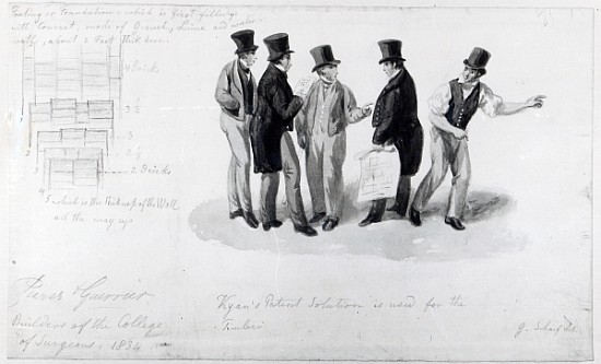 Builders, surveyors and architects at the building of the Royal College of Surgeons à George l'Ancien Scharf
