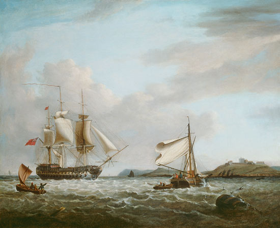 An English Man-of-War off Pendennnis Castle Falmouth 1801 à George Webster