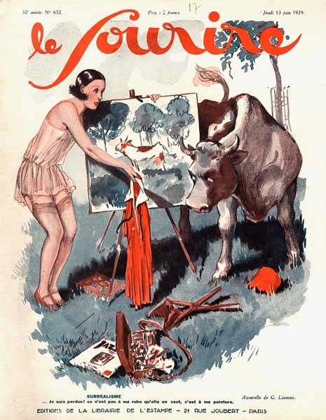 Front cover of ''Le Sourire'', 1929 (colour litho)  à Georges Leonnec