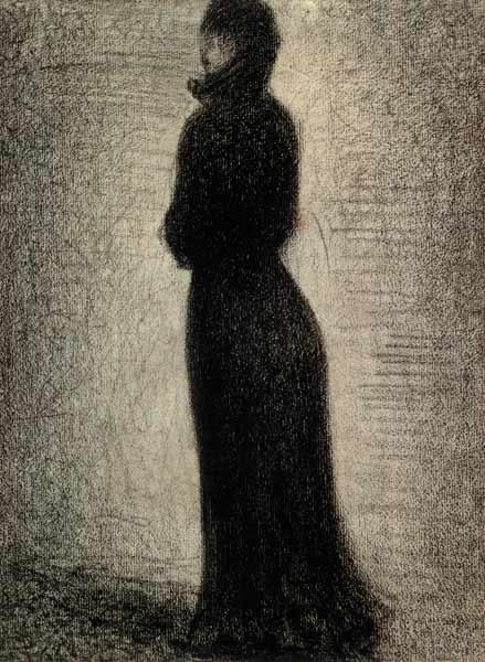 Seurat / Woman in black / Chalk Drawing à Georges Seurat