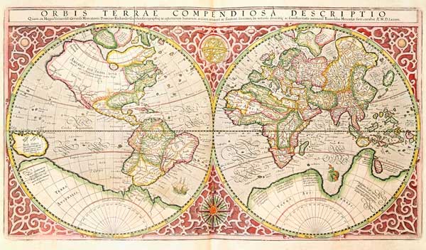 Double Hemisphere World Map à Gerard Mercator