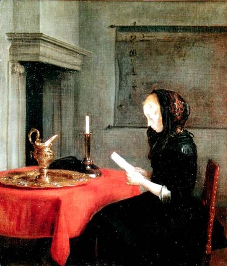 Woman Reading à Gerard ter Borch ou Terborch