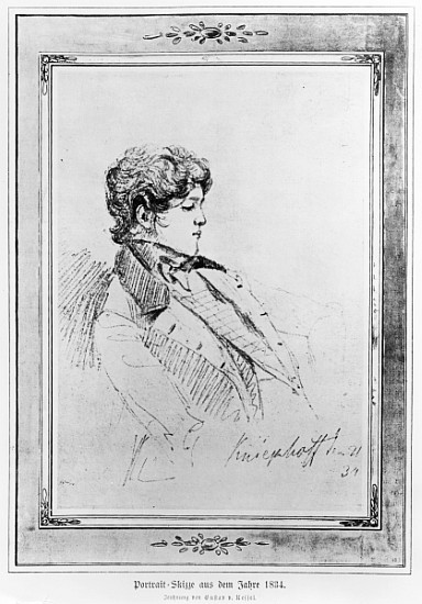 Portrait of Prince Otto von Bismarck, 1834 (ink on paper) à École allemande