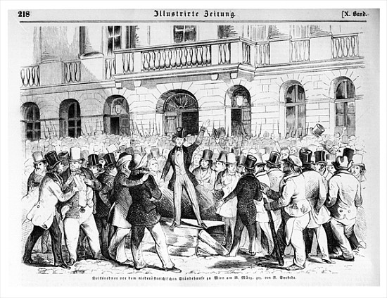 Revolt in Vienna on 30th March 1848, illustration from ''Illustrierte Zeitung'' à École allemande