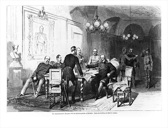War council at Versailles Prefecture on 6th December 1870, illustration from ''Illustrierte Zeitung' à École allemande