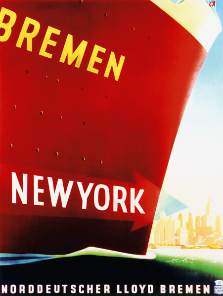 'New York', poster advertising the North German Lloyd Line à École allemande, (20ème siècle)