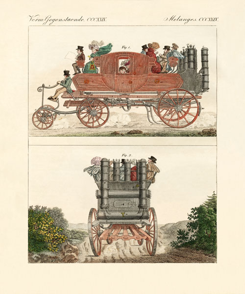 Gurney's steam coach à École allemande, (19ème siècle)
