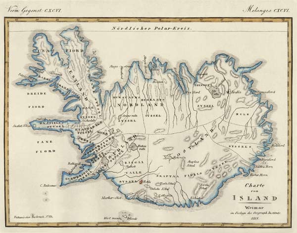 Map of Iceland à École allemande, (19ème siècle)