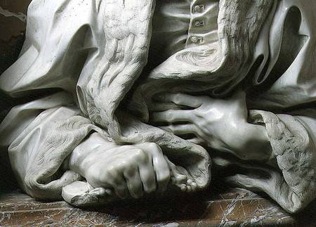 Bust of Gabrielle Fonseca (doctor of Pope Innocent X) detail of hands clutching robe, from the Fonse à Gianlorenzo Bernini
