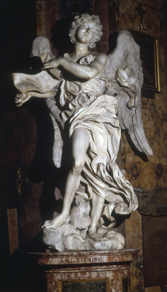 G.L.Bernini / Angel with cross inscript. à Gianlorenzo Bernini