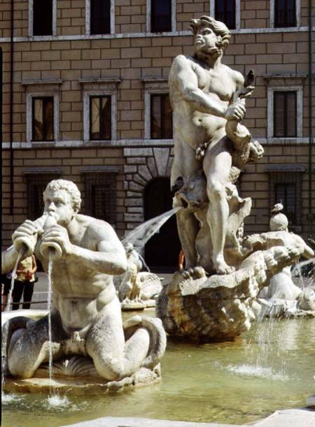 The Moro Fountain, detail of river gods and monsters à Gianlorenzo Bernini