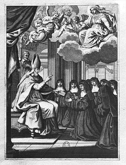 St. Francois de Salles (1567-1622) Giving the Rule of the Visitation to St. Jeanne de Chantal (1572- à Gilles Rousselet