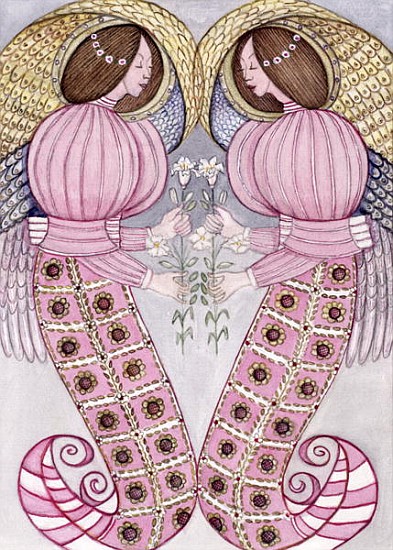 Two angels holding tiger lilies, 1995 (w/c)  à  Gillian  Lawson