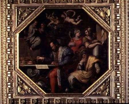 Cosimo I de' Medici (1519-74) planning the conquest of Siena in 1555, from the ceiling of the Salone à Giorgio Vasari