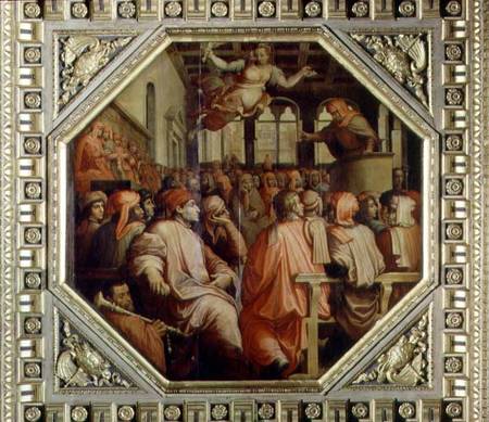 Prayer of Antonio Giacomini for the war with Pisa from the ceiling of the Salone dei Cinquecento à Giorgio Vasari