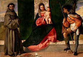 La jeune femme avec l'enfant entre Saint Roch et Antoine.