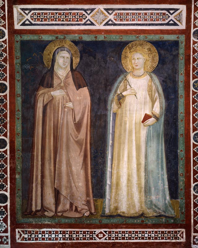 Die Heiligen Klara und Elisabeth à Giotto (école)