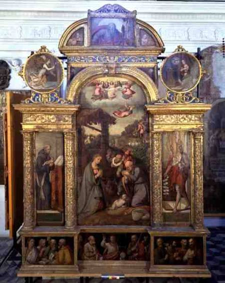 Polyptych showing the Nativity and other religious scenes à Giovan Filippo Crescuolo