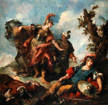Herminia and Vaprinus Happen upon the Wounded Tancredi after his Duel with Argante, c.1750-55 (oil o à Giovanni Antonio Guardi