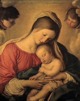 Marie avec l'enfant Jesus schlummernden.