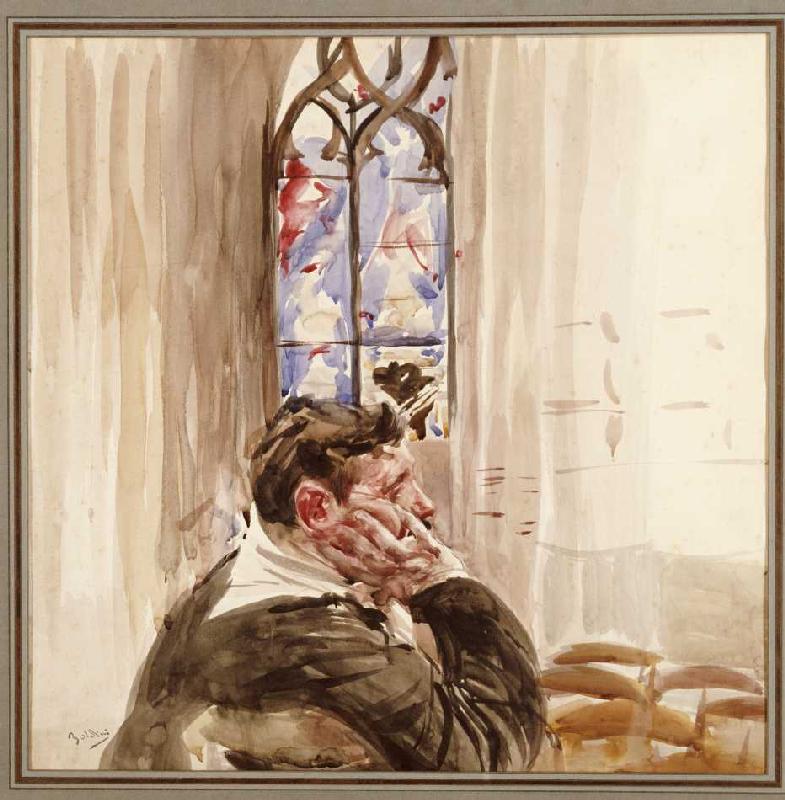 Bildnis eines Mann in der Kirche à Giovanni Boldini