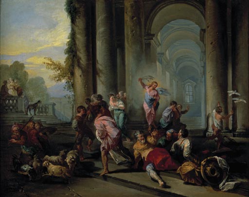 Le Christ Chassant les Marchands du Temple à Giovanni Paolo Pannini