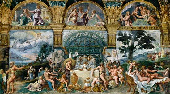The noble banquet celebrating the marriage of Cupid and Psyche from the Sala di Amore e Psiche à Giulio Romano