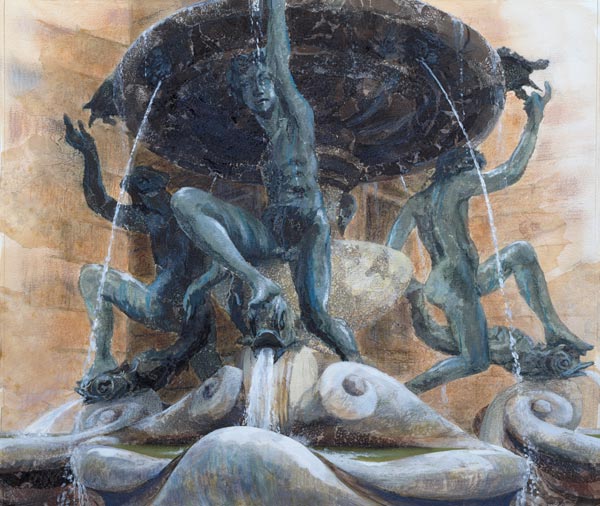 Fountain of the Tortoises, Rome, 1983 (w/c and gouache on paper)  à Glyn  Morgan