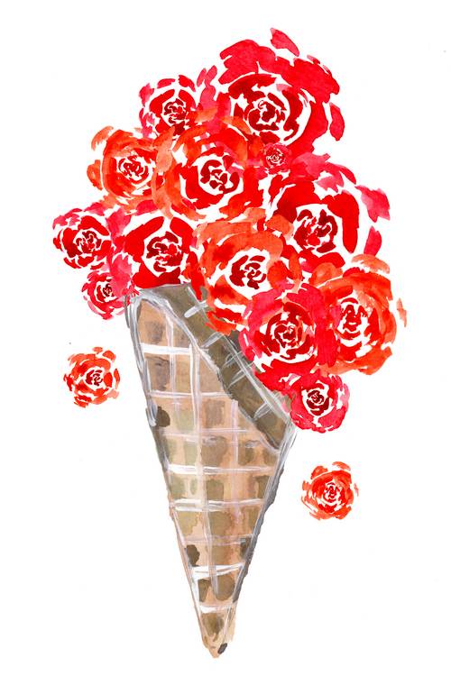 Red Roses Icea Cream Cone à Sebastian  Grafmann
