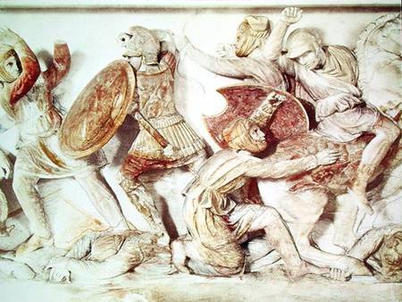 The Alexander Sarcophagus depicting a battle scene à Art Grec