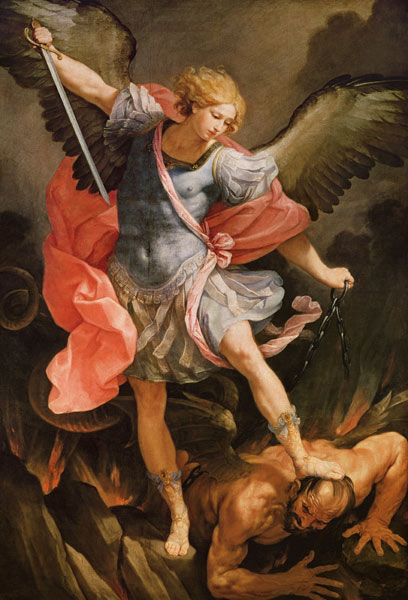 The Archangel Michael defeating Satan à Guido Reni