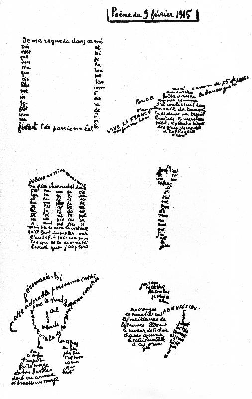 Calligram, poem by Guillaume Apollinaire à Guillaume Apollinaire