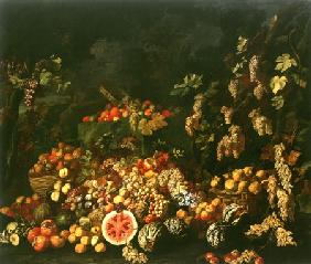 nature morte avec des fruits et des fleurs