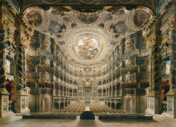 vue interieure de l'opéra de Bayreuth. à Gustav Bauernfeind