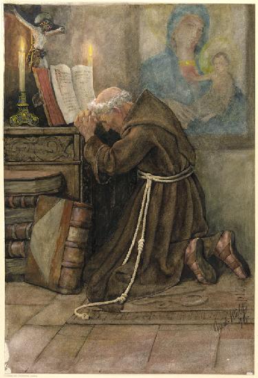 Praying monk