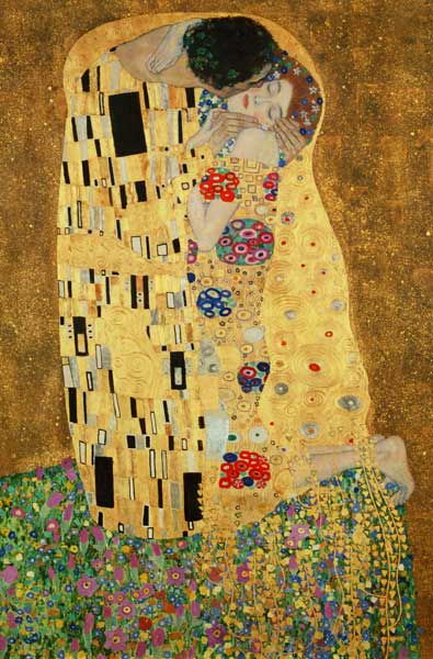 Le baiser (détail) - peinture huile sur toile de Gustav Klimt