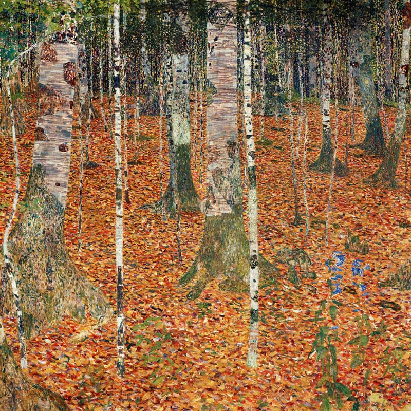 Forêt de bouleaux en automne - tableau de Gustav Klimt en reproduction  imprimée ou copie peinte à l\'huile sur toile