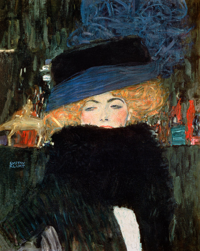 Lady with hat and boa - Gustav Klimt