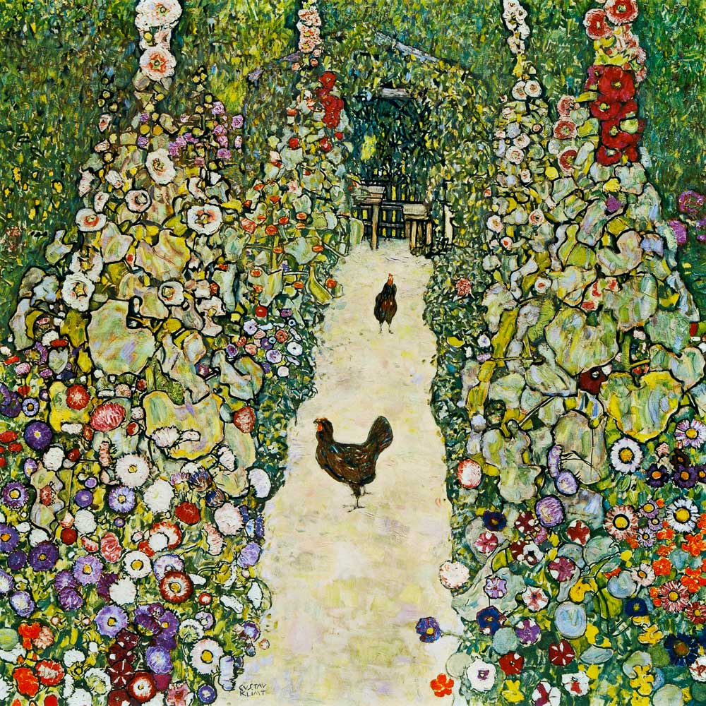 Allée de jardin avec les poules à Gustav Klimt