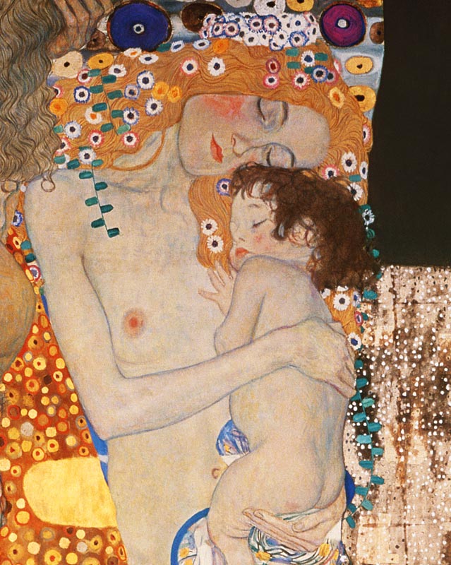Les trois âges de la femme (détail) - peinture huile sur toile de Gustav Klimt  en reproduction imprimée ou copie peinte à l\'huile sur toile