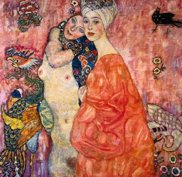 La dame à l éventail - huile sur toile de Gustav Klimt en reproduction  imprimée ou copie peinte à l\'huile sur toile