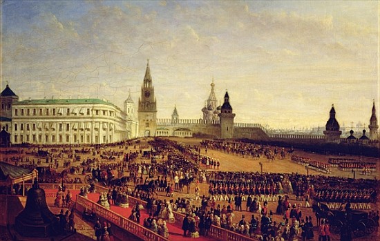 Military parade during the Coronation of Alexander II in the Moscow Kremlin on the 18th February 185 à Gustav Schwarz