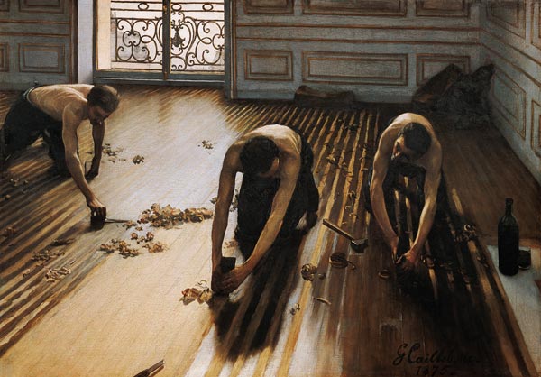 Les raboteurs de parquet - huile sur toile de Gustave Caillebotte en  reproduction imprimée ou copie peinte à l\'huile sur toile