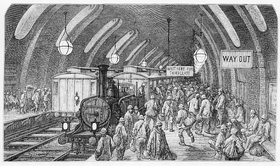 The workmen''s train, from ''London, a Pilgrimage'', written by William Blanchard Jerrold (1826-94)  à Gustave Doré
