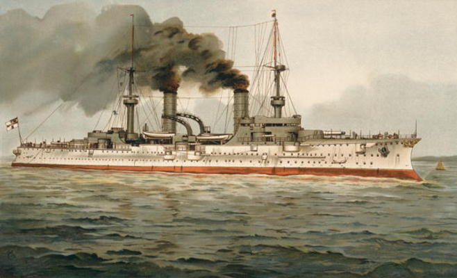 S.M. Grosse Kreuzer 'Furst Bismarck' (H.M. Great Cruiser 'Prince Bismarck') c.1899 (litho) à H. Graf