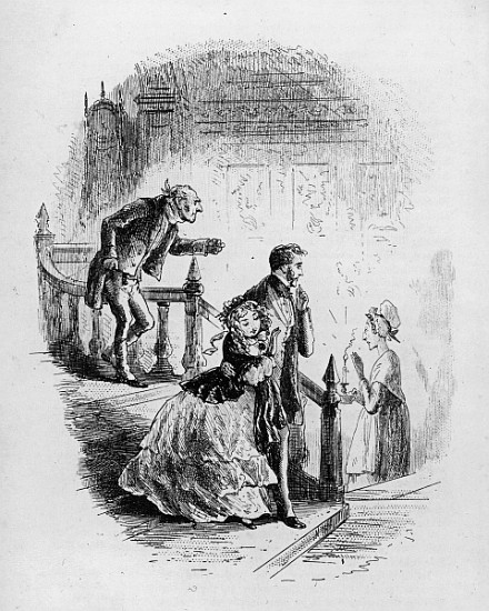Flora''s tour of inspection, illustration from ''Little Dorrit'' Charles Dickens à Hablot Knight (Phiz) Browne