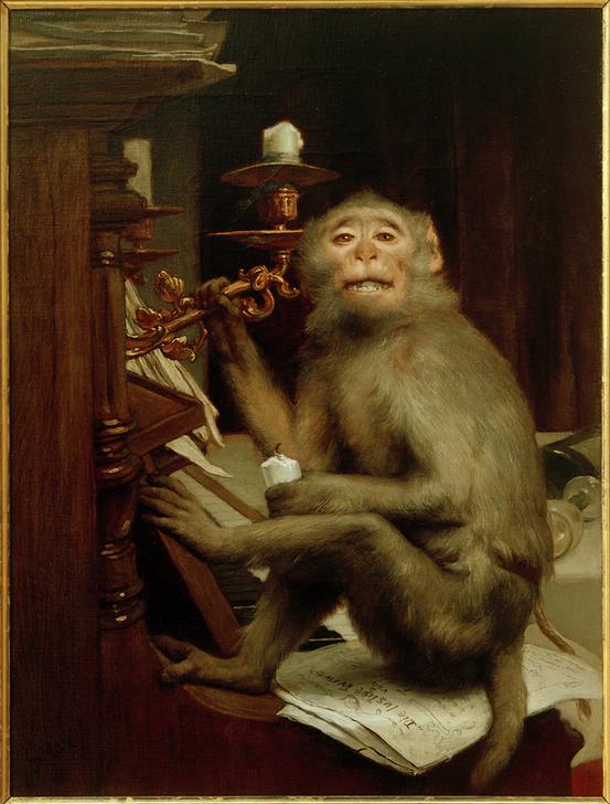 Monkey at the piano à Haeckel Ernst