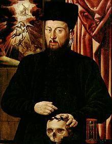portrait de Théodore Zwinger dans une représentation memento mori